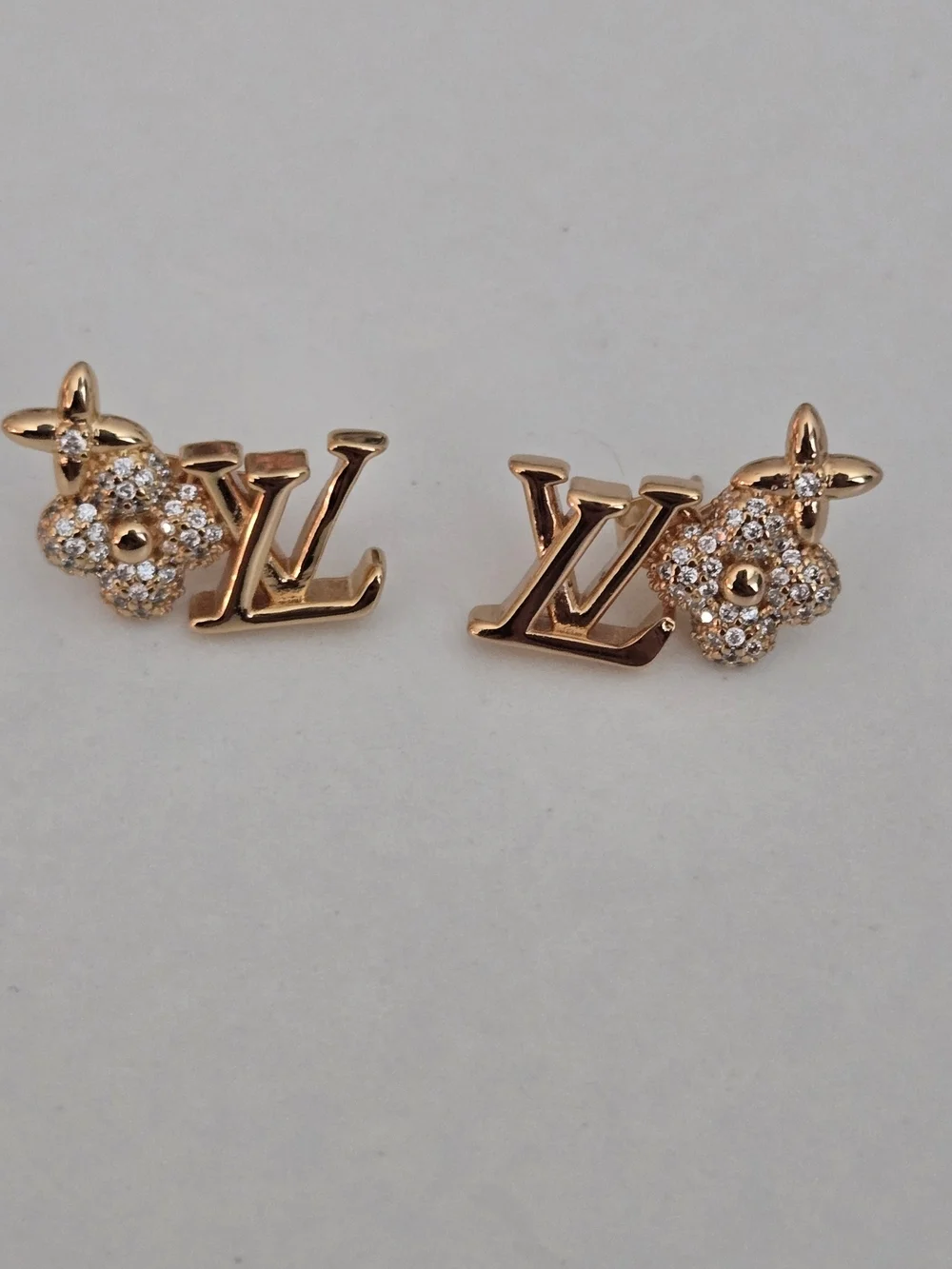 Louis Vuitton Rose Gold LV Crystal Flower Stud Earrings